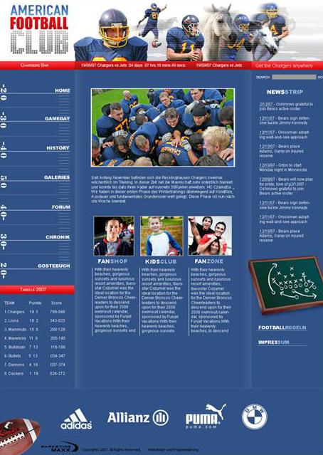 Webdesign Thema Football