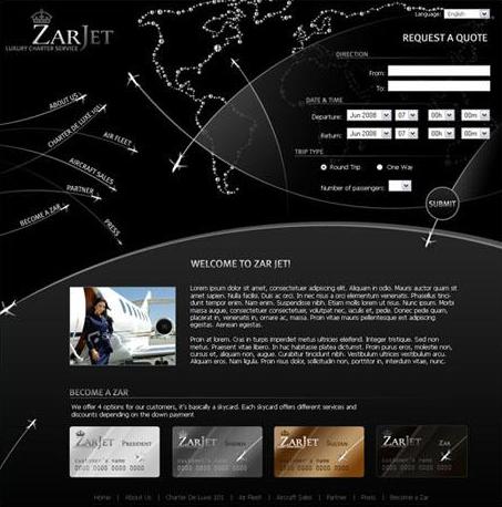 Webdesign zum Thema Jets