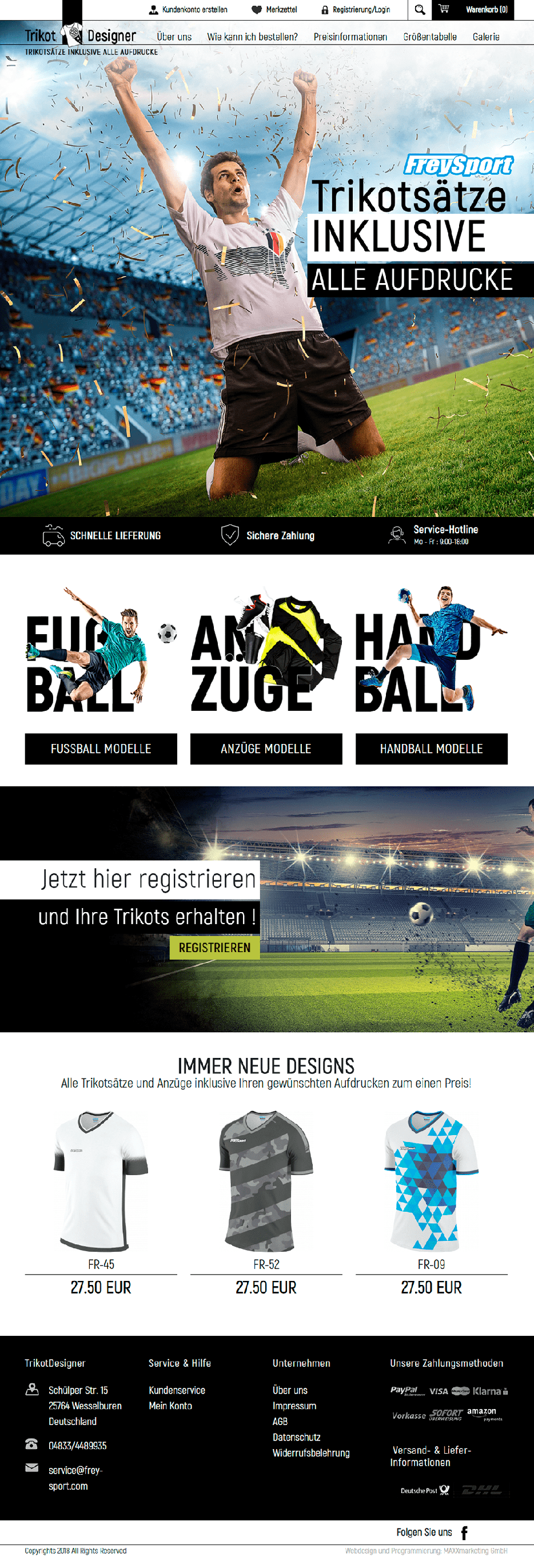 Webdesign zum Trikot Designer