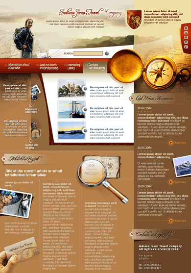 Webdesign Thema "Abenteuer Reisen"