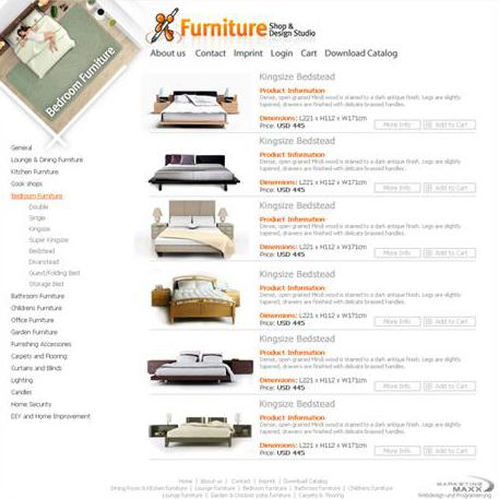 Webdesign zum Thema Möbelgeschäft 2