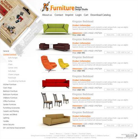 Webdesign zum Thema Möbelgeschäft 3