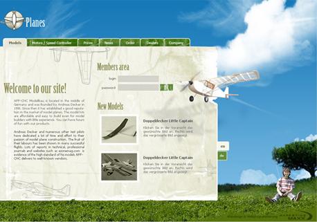Webdesign zum Thema Modellflugzeuge