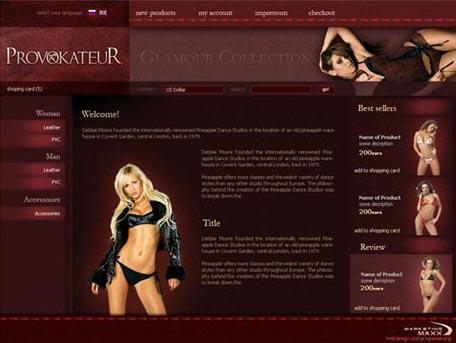 Webdesign Thema "Dessous und Unterwäsche Onlineshop"