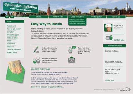 Webdesign Thema "Reiseeinladung nach Russland"