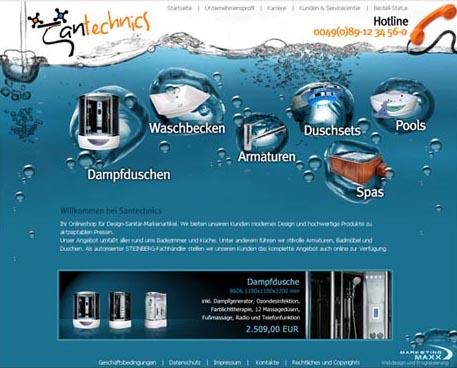 Webdesign  Thema "Santechnics"