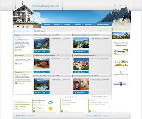 Webdesign Thema "Hotels Lastminute"