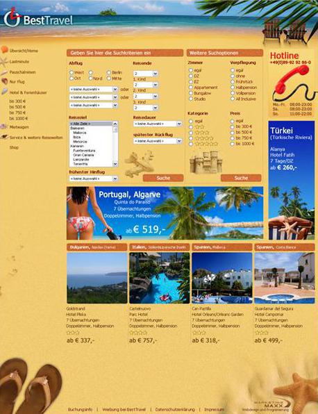 Webdesign Thema Travel