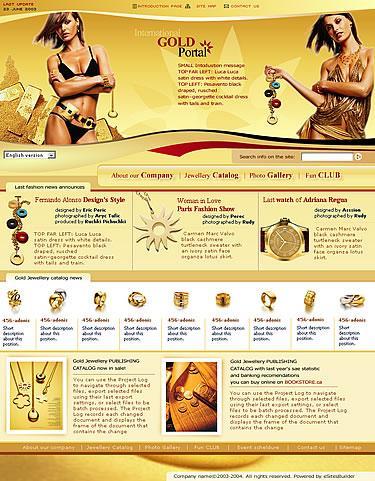 Webdesign Thema "Schmuck und Gold"